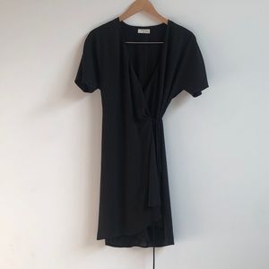 Babaton Aritzia Wallace wrap dress, black, size S